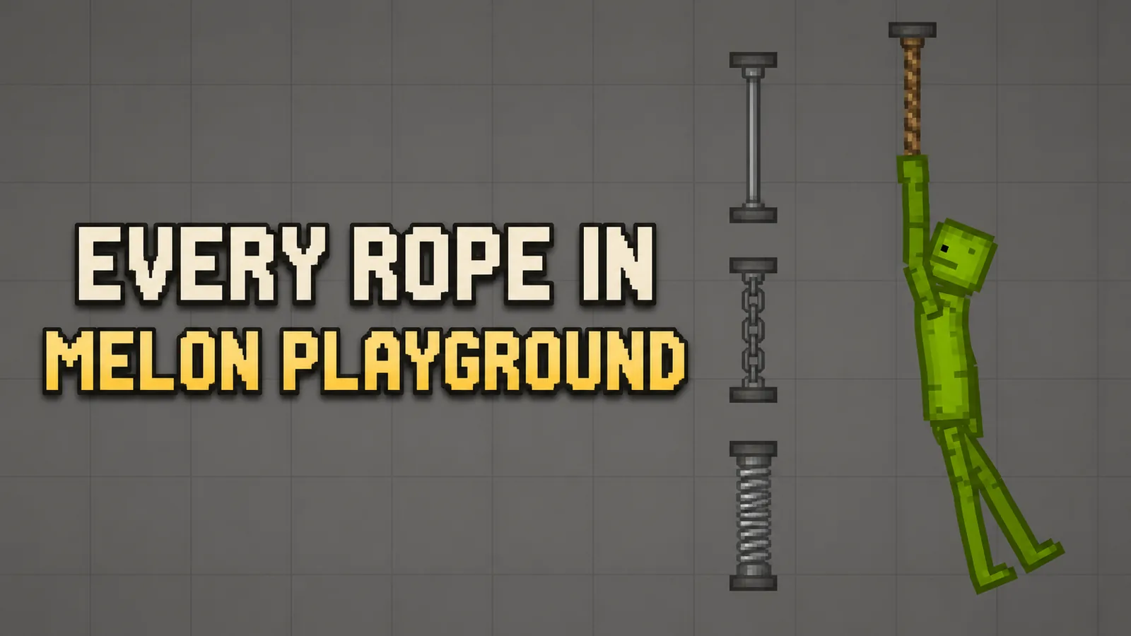 Melon Playground character hanging from a rope beside other rope types