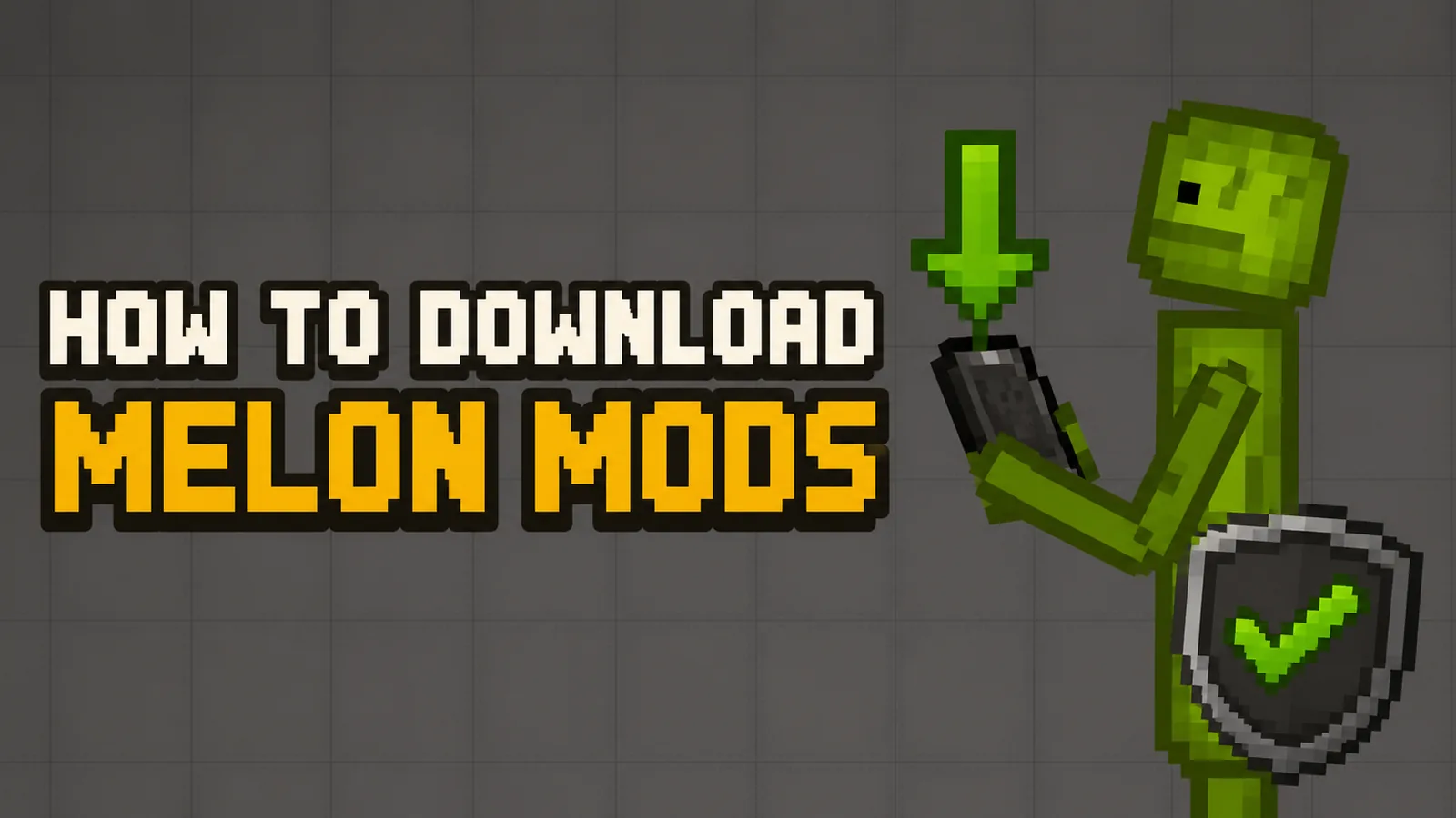 Melon Playground character downloading a mod to a phone with a safety shield