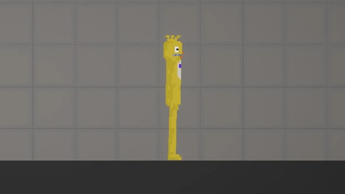 Melon Sandbox gameplay close-up showing Chica from the FNAF 1 Animatronics Mod listing