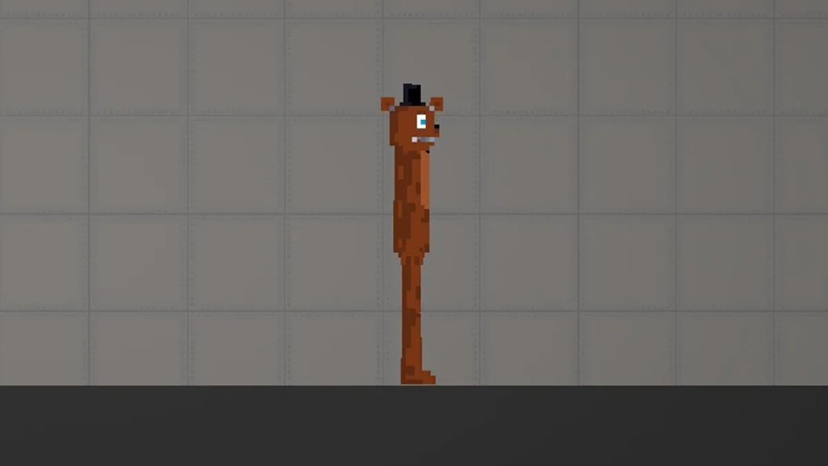 Melon Sandbox gameplay close-up showing Freddy from the FNAF 1 Animatronics Mod listing
