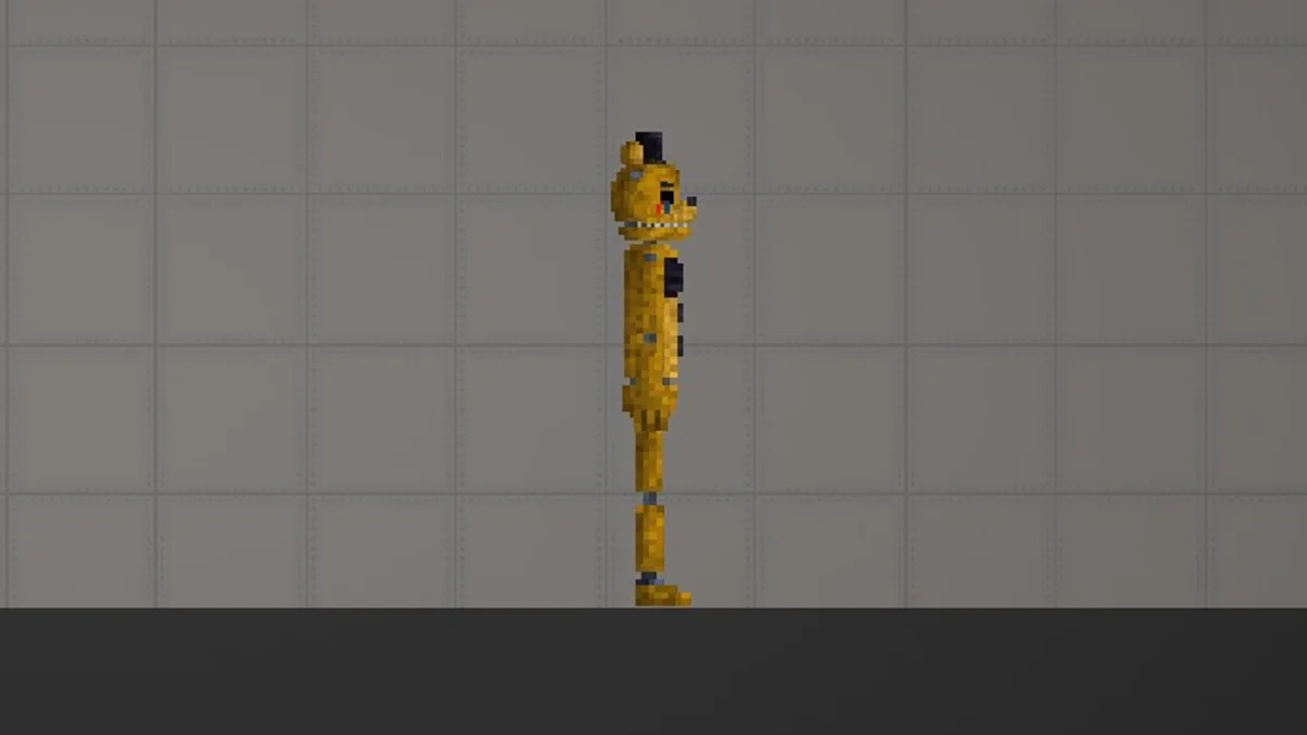 Melon Sandbox gameplay close-up showing Goldenoldfreddy from the FNAF 2 Modpack listing