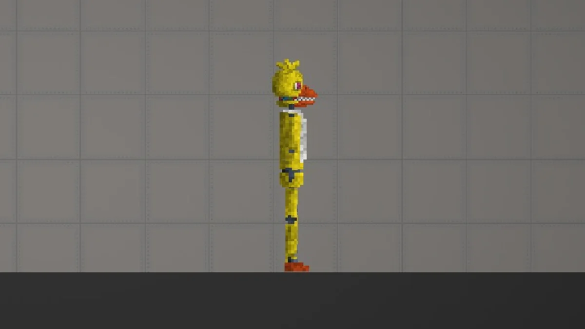Melon Sandbox gameplay close-up showing Oldchica from the FNAF 2 Modpack listing