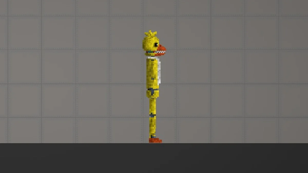 Melon Sandbox gameplay close-up showing Oldchicav2 from the FNAF 2 Modpack listing