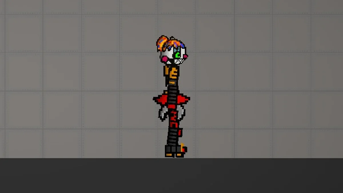 Melon Sandbox gameplay close-up showing Scrap Baby from the Fnaf 6 listing