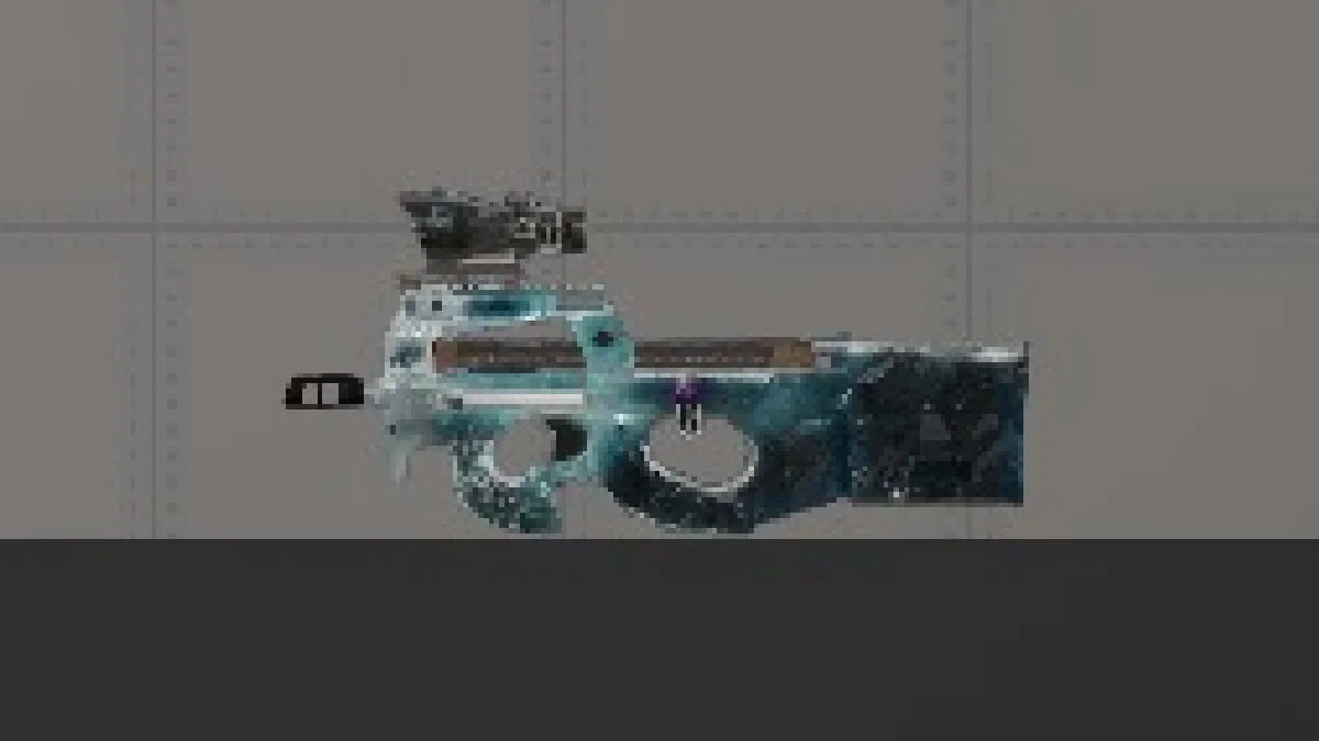 Melon Sandbox gameplay close-up showing P90 from the Ice Weapons – Black Ice Bundle listing