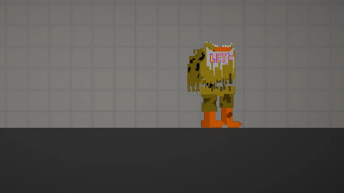 Melon Sandbox gameplay close-up showing Nightmare Chica torso from the Nightmare animatronics listing