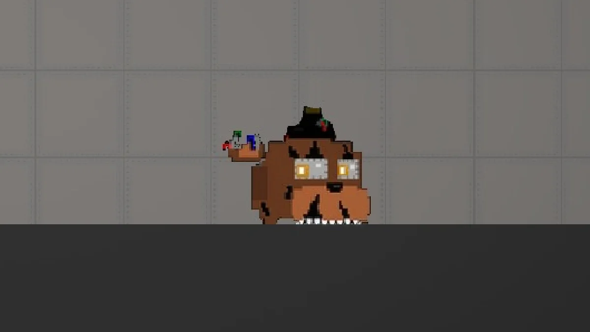 Melon Sandbox gameplay close-up showing Nightmare Freddy head from the Nightmare animatronics listing