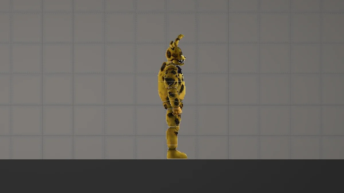 Melon Sandbox gameplay close-up showing Yellow Rabbit from the William Afton/Spring bonnie listing